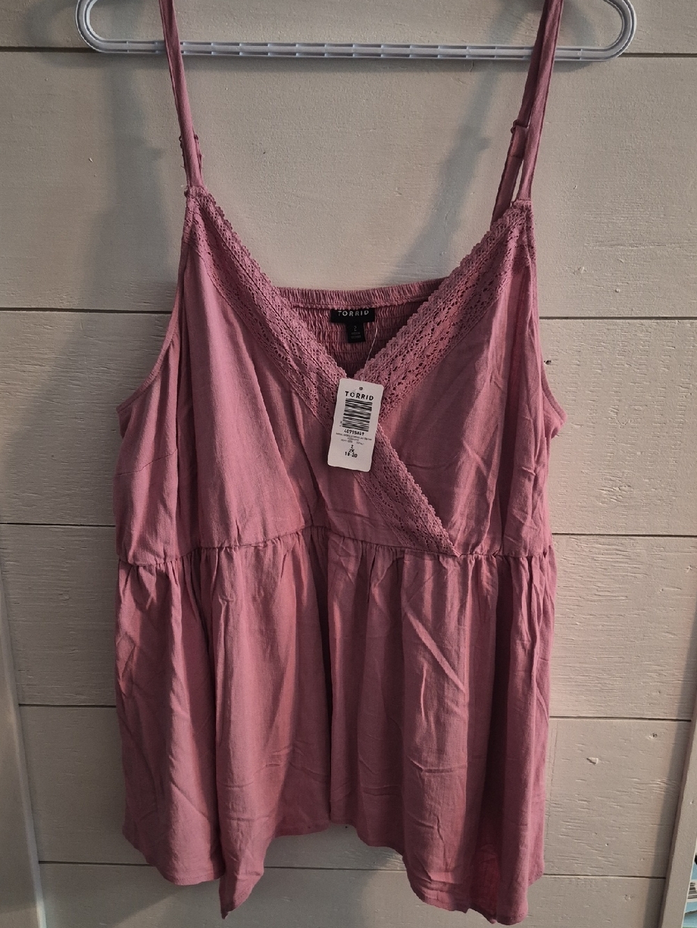 NWT Torrid mauve-pink lace-trim cami top